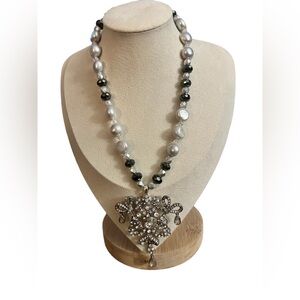 JKL Vintage silver chandelier pendant necklace